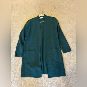 Becool Open Front Longline Cardigan - Deep Green - M/L